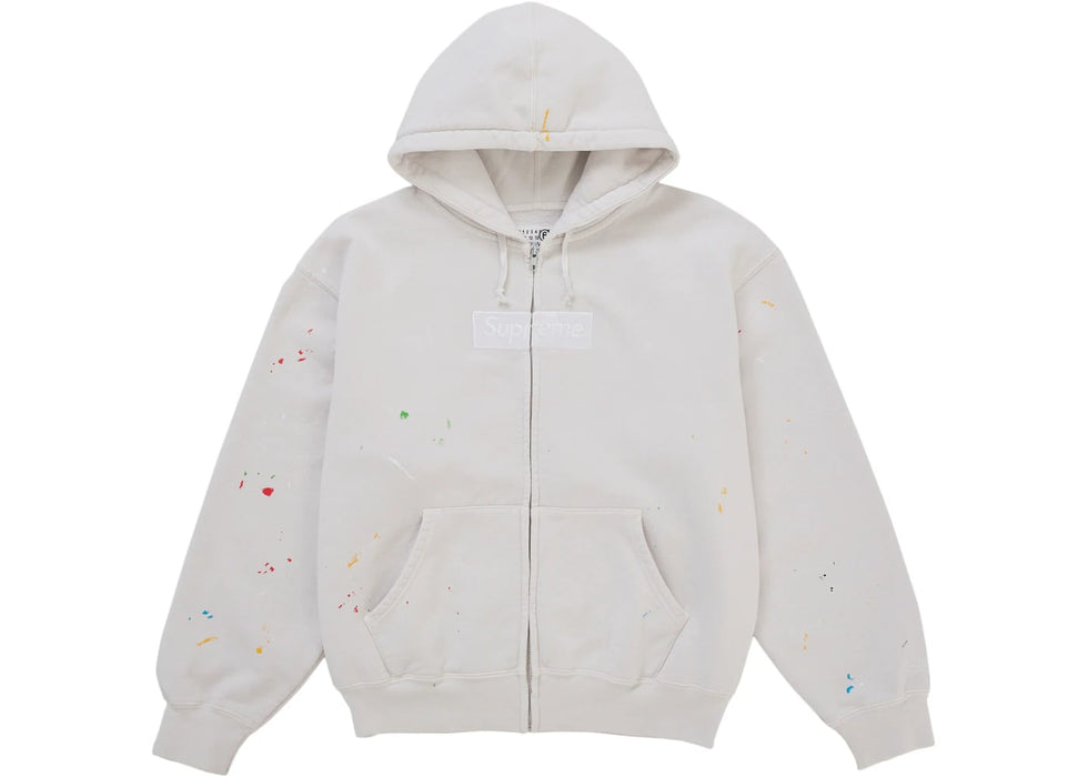 Supreme MM6 Maison Margiela Box Logo Zip Up Hooded Sweatshirt White