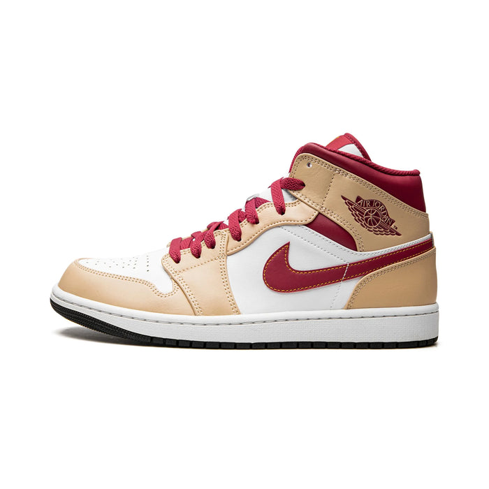 Jordan 1 Mid Light Curry Cardinal