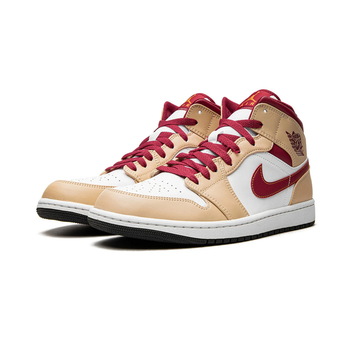 Jordan 1 Mid Light Curry Cardinal