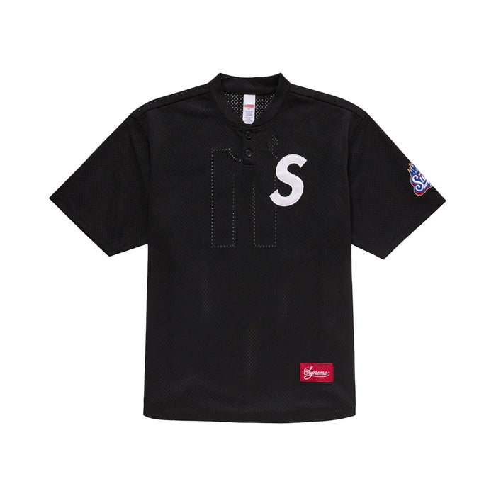 Supreme S Logo Baseball Henley Black