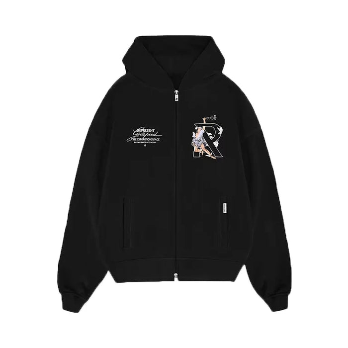 Represent Hermes Zip Hoodie Black