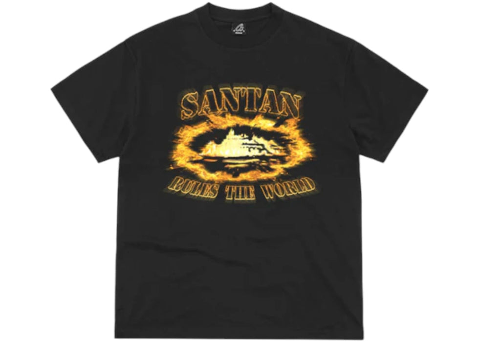 Corteiz Santan Alcatraz Tee Black/Orange Flame