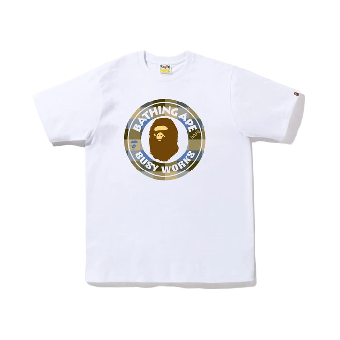 BAPE Block Check Busy Works Tee (FW22) White Beige