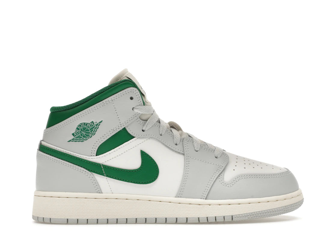 Jordan 1 Mid White Pure Platinum Pine Green (GS)