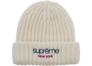 Supreme Classic Logo Chunky Ribbed Beanie (FW26) Natural