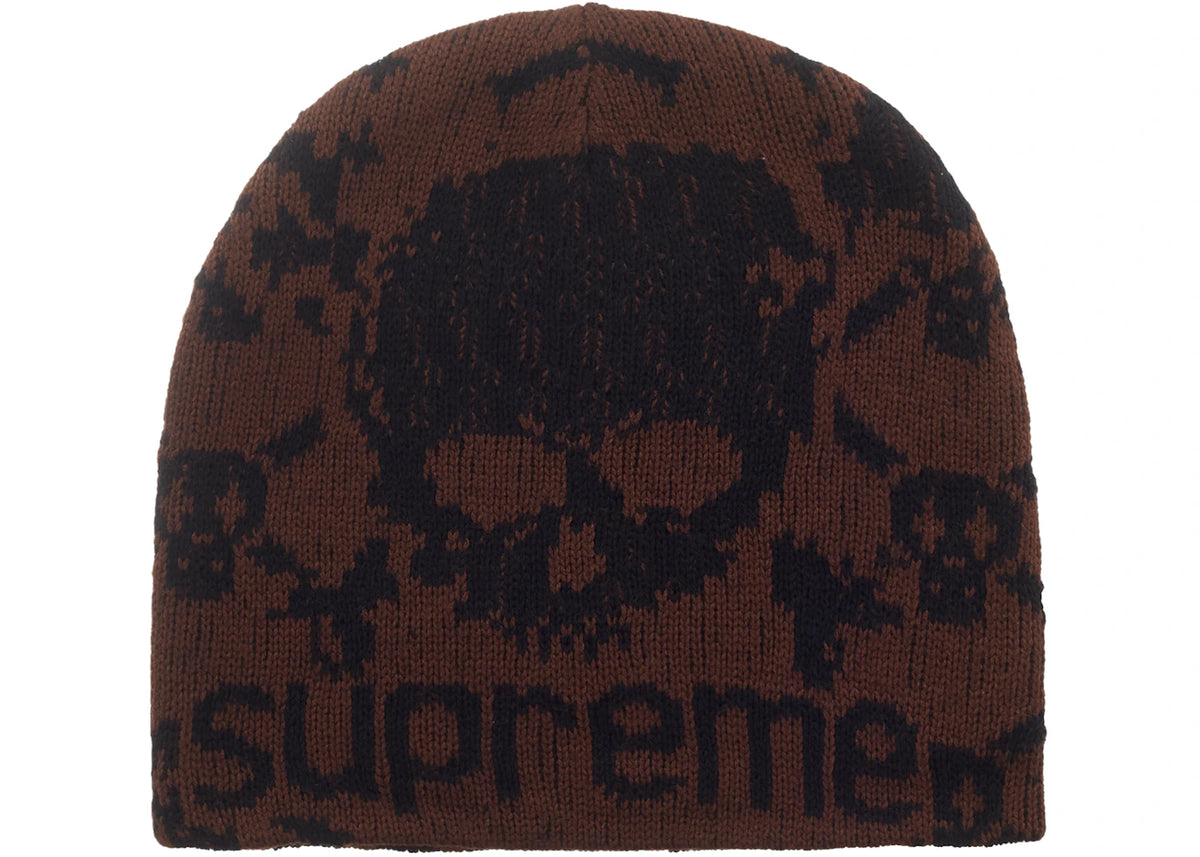 Supreme Vanson Leathers Skull Beanie Brown