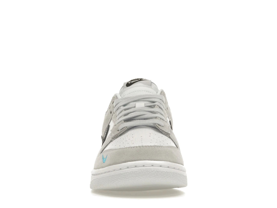 Nike Dunk Low White Grey Navy Aqua Mini Swoosh