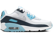 Nike Air Max 90 White Baltic Blue Armory Navy Wolf Grey (GS)