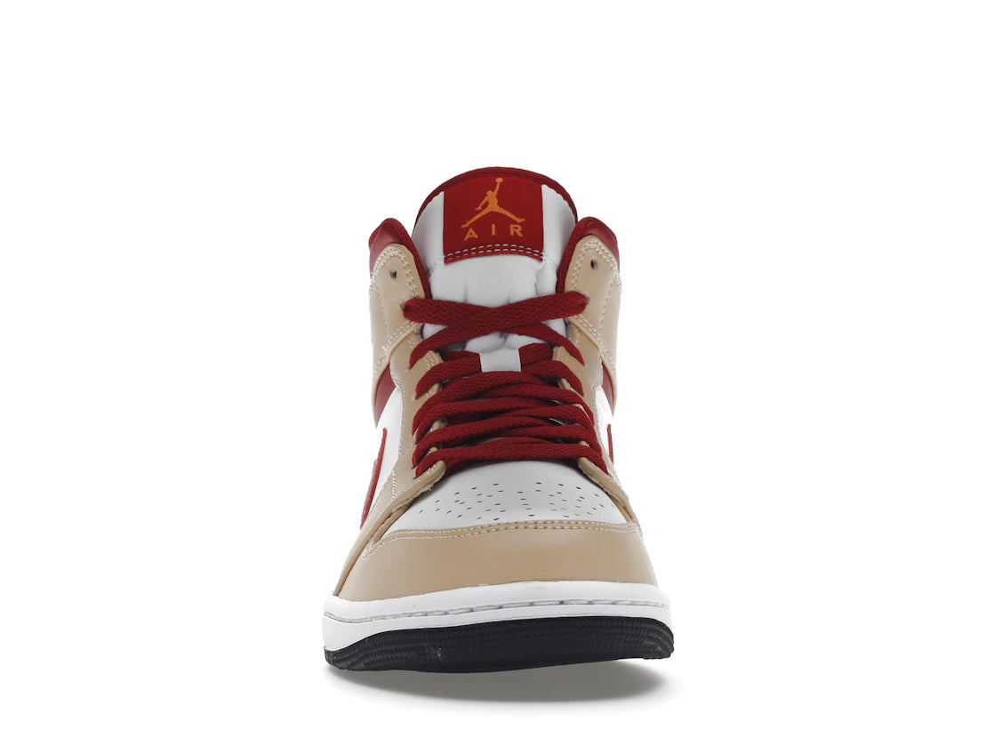 Jordan 1 Mid Light Curry Cardinal