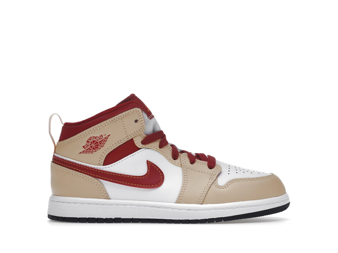Jordan 1 Mid Light Curry Cardinal (PS)