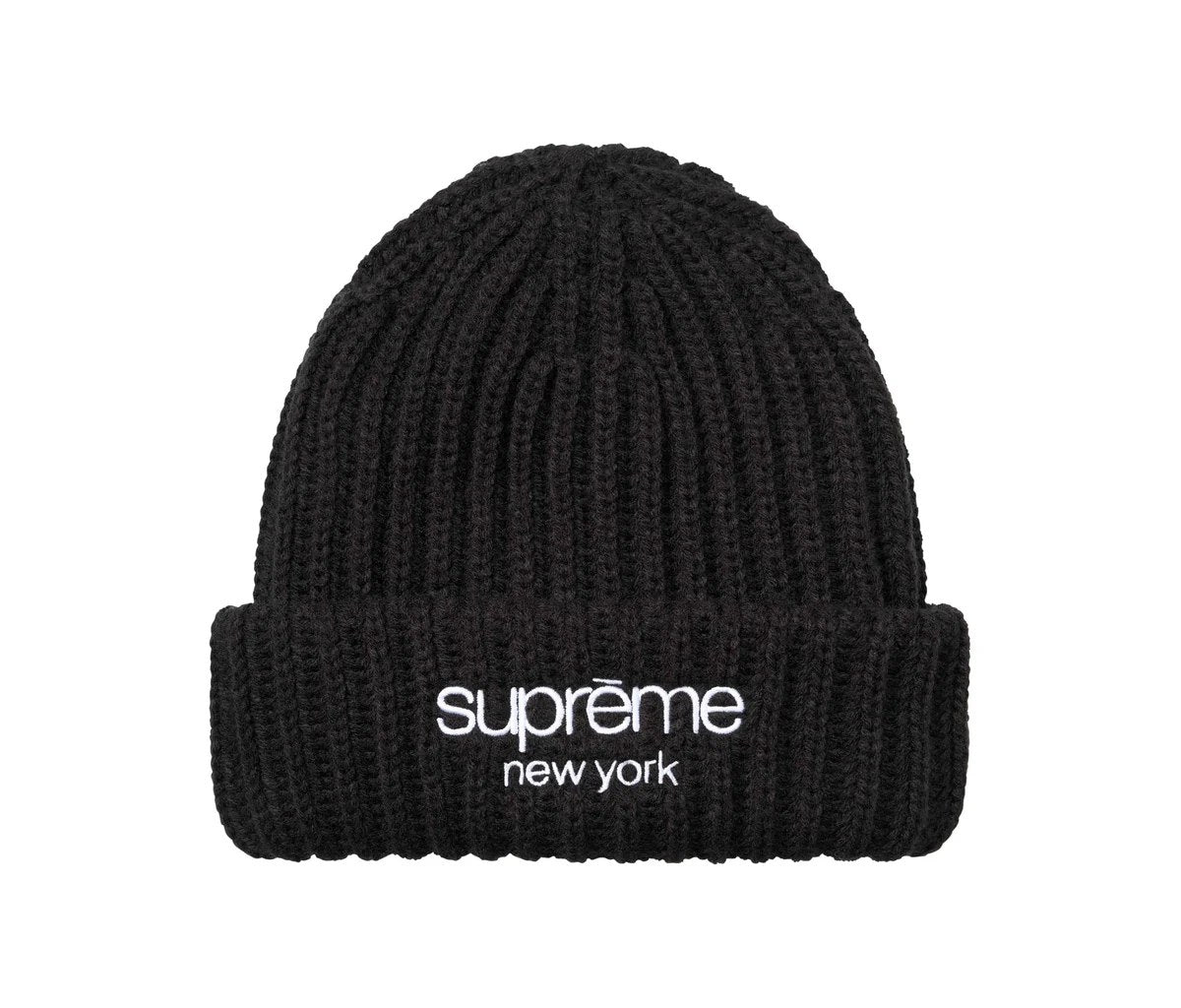 Supreme Classic Logo Chunky Ribbed Beanie (FW26) Black