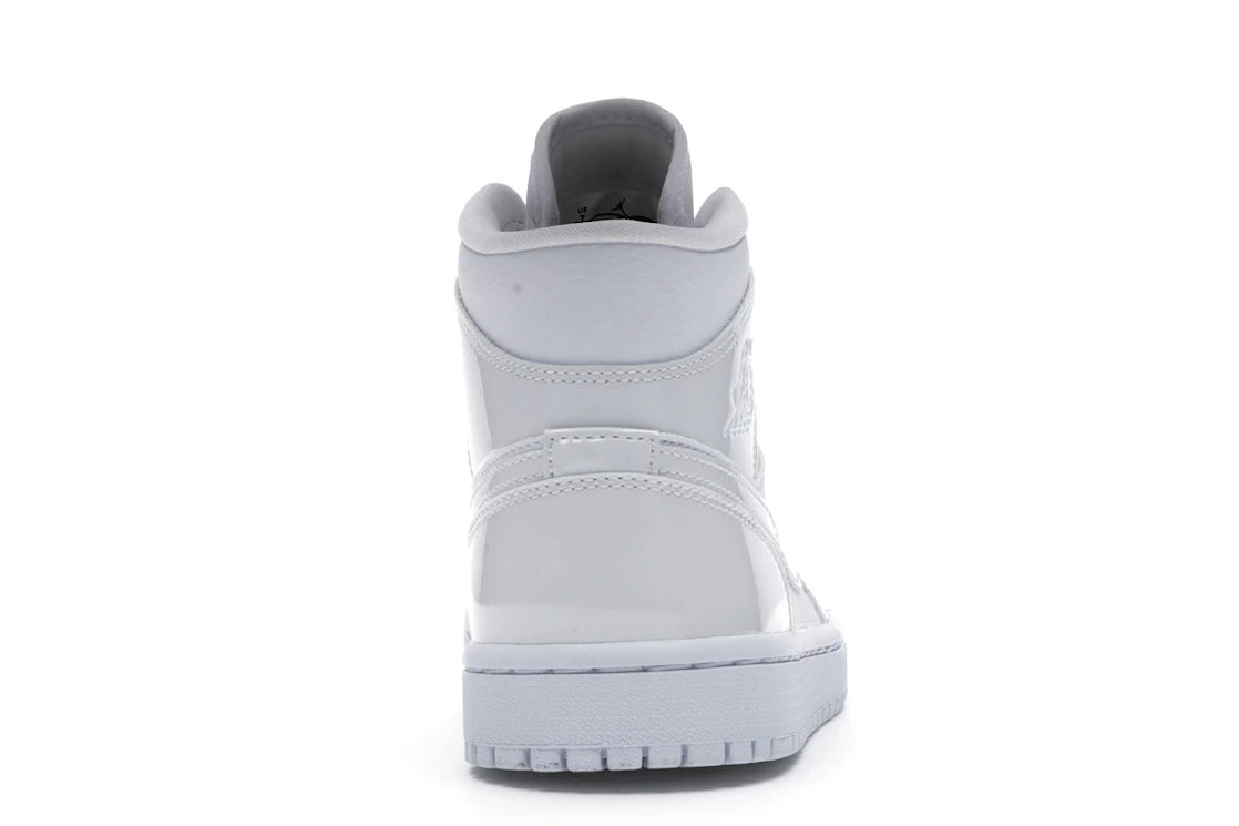 Jordan 1 Mid Triple White Patent Swoosh (Women's)