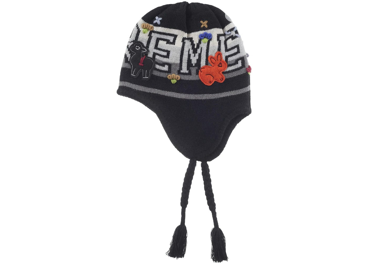 Supreme Felt Applique Earflap Beanie Black