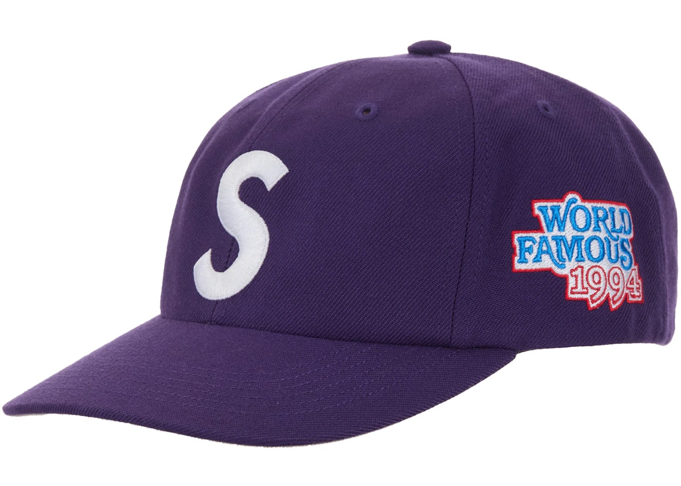 Supreme World Famous S Logo 6-Panel Hat Purple