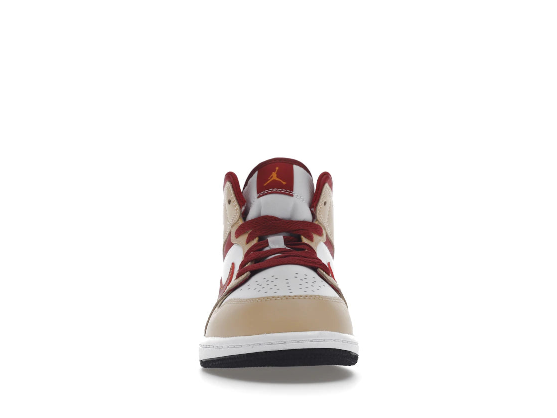 Jordan 1 Mid Light Curry Cardinal (PS)